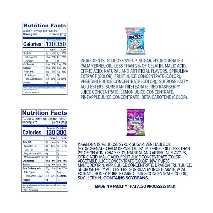 HI-CHEW Variety Mix, Pack of 6 Bags - 17 Flavor Assort Sweet and Sour Chewy Halloween Candy, Unique Fun Soft - Immensely Juicy Fruity Candy Flavors - Individually Wrapped for Sharing