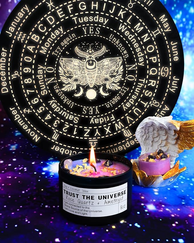 Healing Candles, Manifestation Candles, Magical Gifts, Energy, Chakras, Law of Attraction, Gifts to Empower Women, Birthday Gifts, Graduation Gifts, Emotional Support. (TRUST THE UNIVERSE)