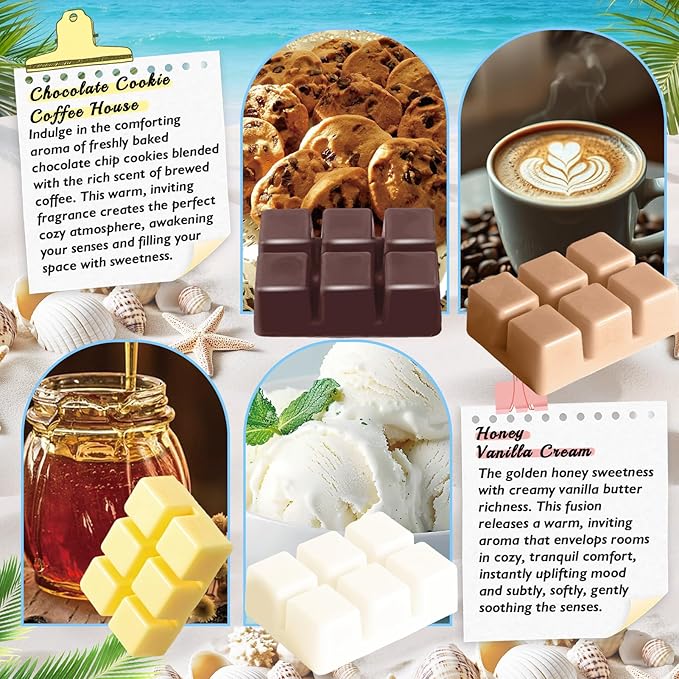 Fall Scented Wax Melts Cubes Strong Scent Soy Scentsy for Wax Warmer Jelly Melts Set Honey Bloom Vanilla Cream Sweet Bean Coffee Strawberry Citrus Grove Apple Pie (Sweet Afternoon)