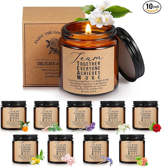Fumete 10 Pcs Jars Scented Soy Candles 3.5 oz May You Be Proud of The Difference Candles Team Thank You Gifts for Employee Appreciation Gifts Coworker Vet Tech Nurse Teachers(Amber,Team)