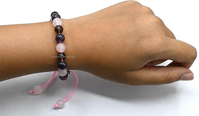 Natural Healing Crystal Bracelet for Women - Mens Bracelet Energy Balancing Gemstones Set - Adjustable Stone Bead Bracelet for Men and Women - Chakra Crystal Therapy Accessory, Meditation