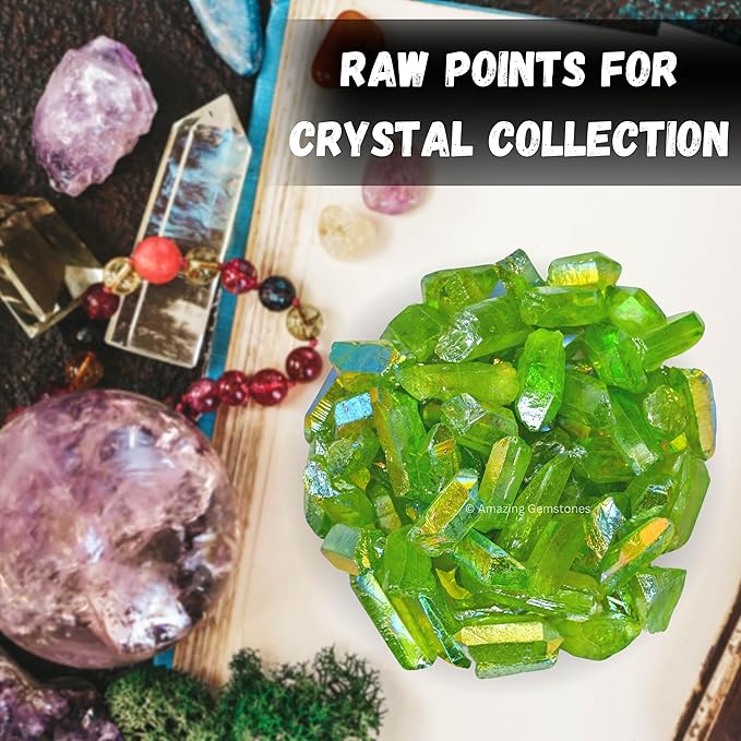 Amazing Gemstone 2 Pieces Apple Aura Quartz Raw Pencil Points Crystals and Healing Stones, Natural Rocks for Meditation and DIY Raw Point Stones and Crystals