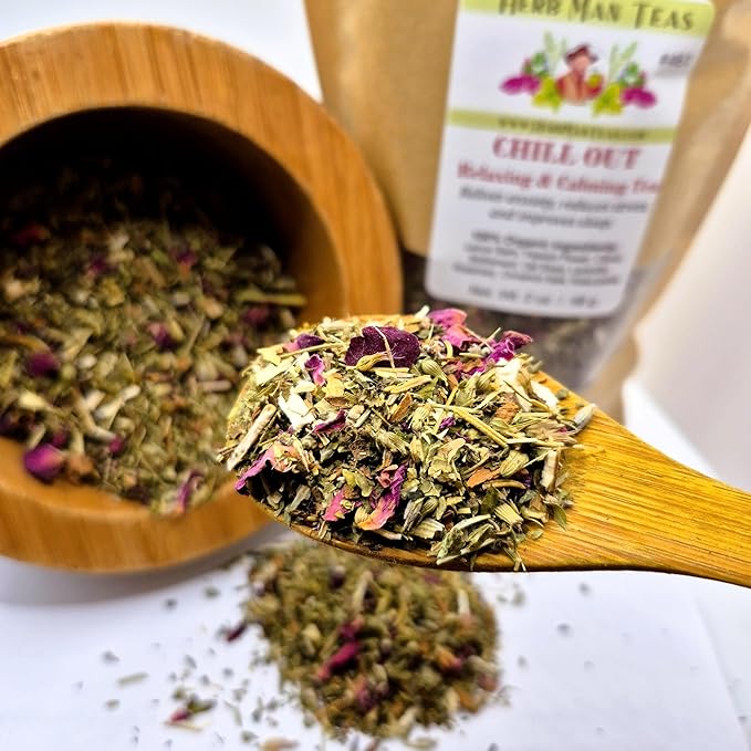 CHILL OUT RELAXING TEA – A soothing blend to promote relaxation and support restful sleep, formulated by Master Herbalist Khabir