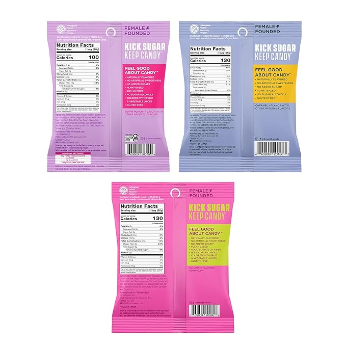 SmartSweets Variety Pack Sampler, Pack of 6 Individual Flavors, Low Sugar & Calorie Candy - Sweet Fish, Sourmelon Bites, Peach Rings, Sour Blast Buddies, Red Twists, & New Soft Caramels