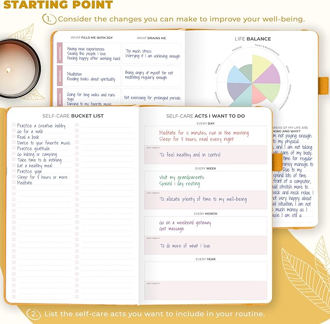 Clever Fox Self-Care Journal – Wellness & Daily Reflection Notebook – Mental Health & Personal Development Journal – Self-Care, Meditation & Mood Journal for Women & Men – A5 Size (Amber Yellow)