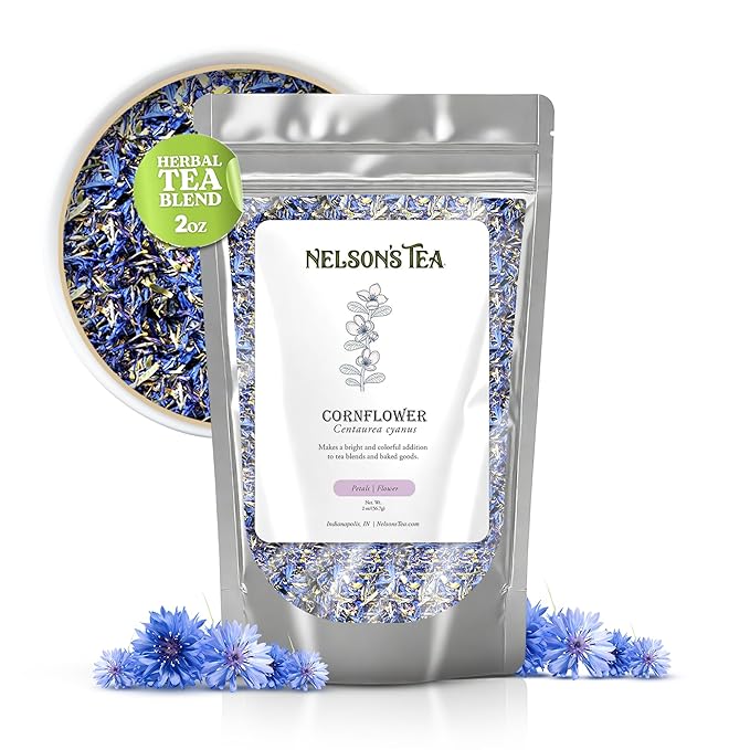 Nelson's Tea Cornflower Petals - Dried Blue Cornflower (Centaurea Cyanus) for Tea Blends, Latte, Smoothie, & Bath Salts (2 oz.)
