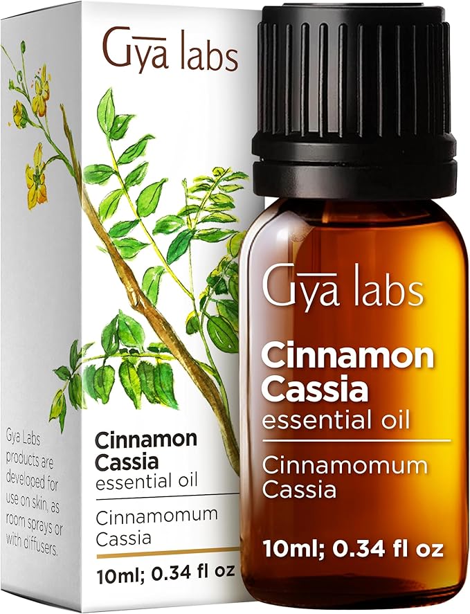 Gya Labs Cinnamon Cassia Essential Oil - 0.34 Fl Oz - for Hair, Skin, Diffuser, Aromatherapy & DIY Candle Making Scent