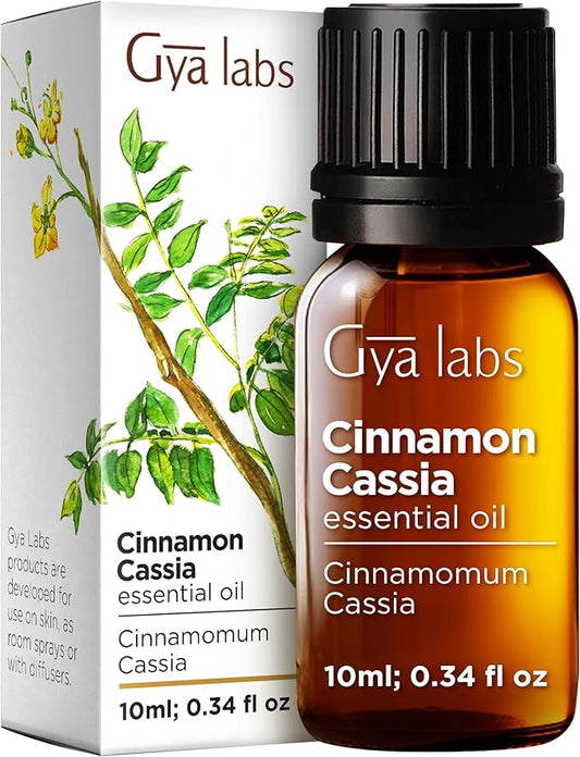 Gya Labs Cinnamon Cassia Essential Oil - 0.34 Fl Oz - for Hair, Skin, Diffuser, Aromatherapy & DIY Candle Making Scent