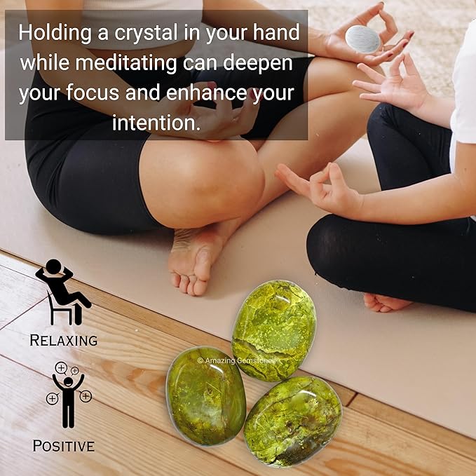 Amazing Gemstone Green Opal Crystals and Healing Stones - Large Palm Stone Crystals Piedra - Crystal for Good Luck, Balanced Positive Energy, Meditation - Unique Stocking Stuffers Gifts for Women, Men