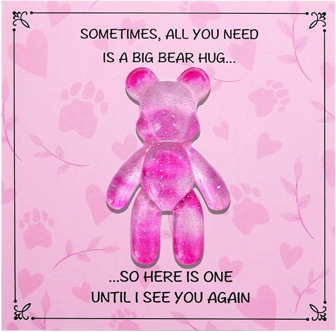 Pocket Bear Hug Anxiety Relief Gifts for Women Men Mental Health Positivity Gift Thinking of You Gifts Emotional Support Gift Comforting Present for Son Daughter Back to School Galaxy Pink
