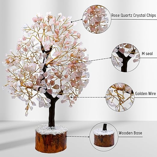 Amazing Gemstone Crystals and Healing Stones Birthday Gifts for Women - Rose Quartz Crystal Tree of Life Home Decor Stocking Stuffers, Bookshelf, Room, Meditation Gift for Dad, Unique Birthday Gifts