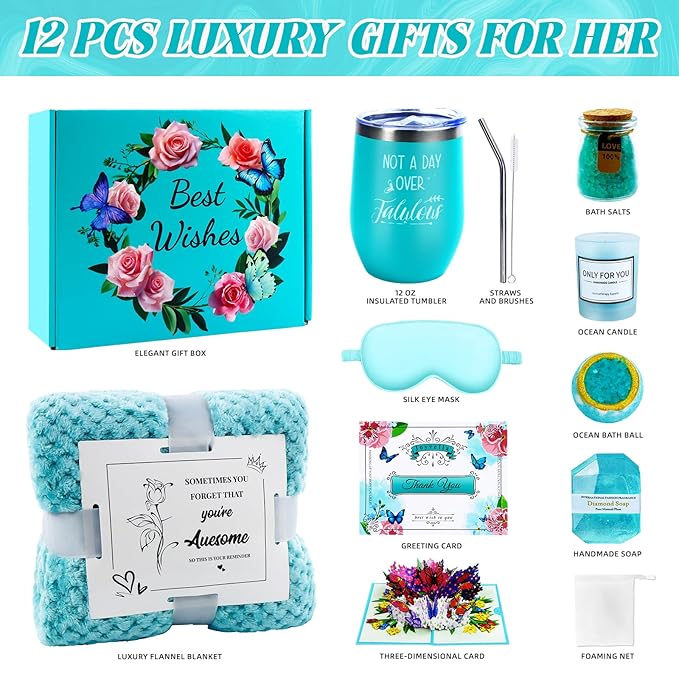 Self Care Gifts with 3D Butterfly Card for Women, Get Well Soon Gift Baskets, Thinking of You Gifts Relaxing Spa Self Care Gift, Birthday Gifts for Women Mom Wife Her Friend Sister Grandma