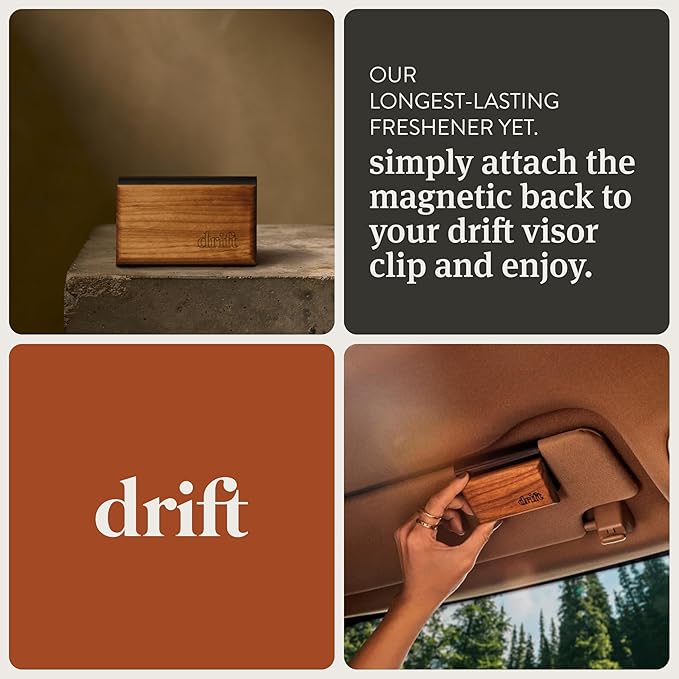 Drift Car Air Freshener - The Original Wood Air Freshener - Car Odor Eliminator - Long Lasting Scent - Metal Clip - Essential Oils - Clean Ingredients - Pine Scent 3 Pack Refill - NO CLIP INCLUDED