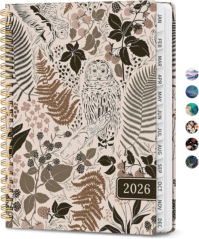 2026 Planner, Monthly and Weekly Calendar Planner for Women, January 2026 - December 2026, Hardcover Pretty 2026 Agenda Planner Book with Tabs, Spiral Bound, Perfect for School Office Home Supplies, 6.3" x 8.5" - Magical Forest