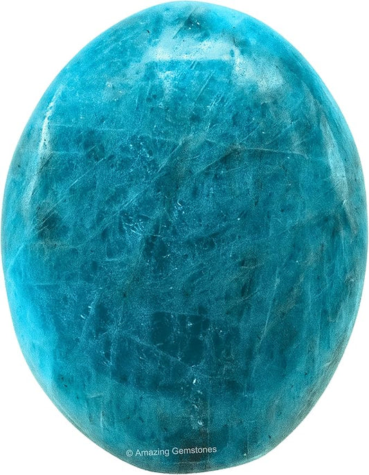 Amazing Gemstone Blue Apatite Crystals and Healing Stones - Palm Stone Crystals Piedra for Good Luck, Balanced Positive Energy, Meditation - Unique Stocking Stuffers and Birthday Gifts for Women, Men