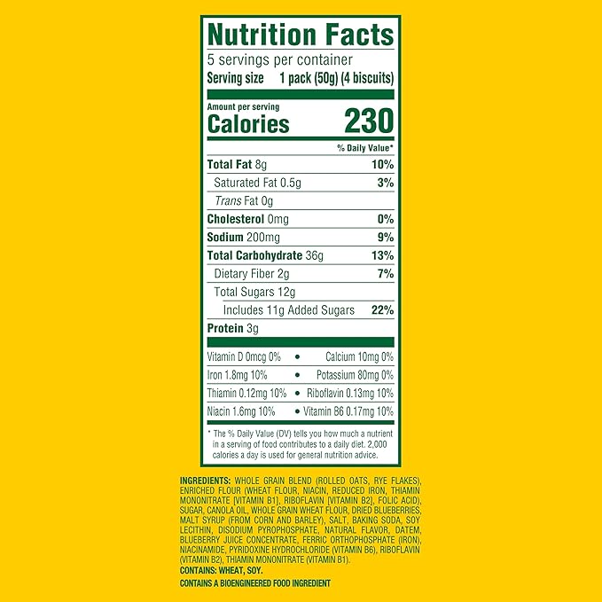 belVita Breakfast Bars Biscuits, Blueberry, 30 Total Packs, 6 Boxes (4 Biscuits Per Pack)