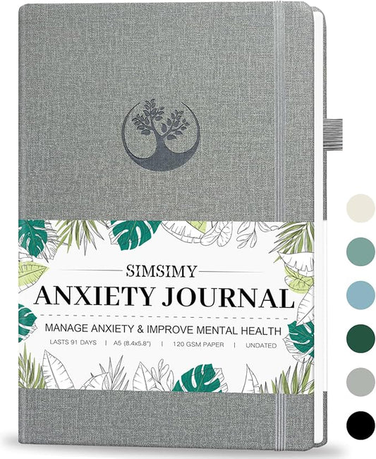 Mental Health & Anxiety Journal, 91 Days Mood Tracker Journal for Mindfulness, Self Care & Stress Relief, Guided CBT Journal with Mental Health Coloring Book Pages & Dream Diary to Record, Wellness Gifts for Women Men