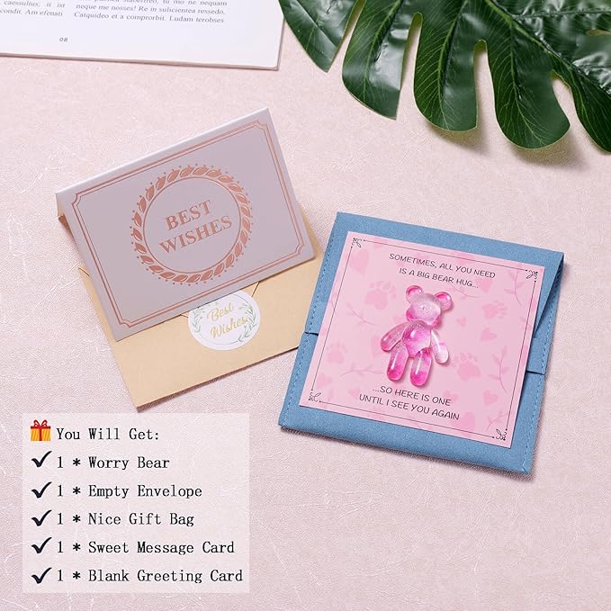 Pocket Bear Hug Anxiety Relief Gifts for Women Men Mental Health Positivity Gift Thinking of You Gifts Emotional Support Gift Comforting Present for Son Daughter Back to School Galaxy Pink