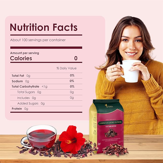 Attaya Natural Loose Hibiscus Flowers, Cut & Sifted 16oz | 100% Pure, Dried, Caffeine-Free | Antioxidant-Rich for Wellness & Relaxation.