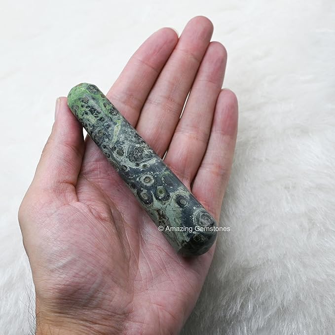 Amazing Gemstone Kambaba Jasper Crystal Wand Massage Stick - Pelvic Wand Gua Sha for Adults - Crystals and Healing Stones Massage Wands for Adults Gifts (Smooth)