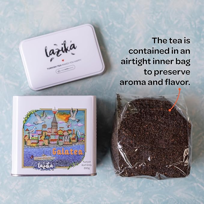 Lazika Earl Grey Loose Leaf Tea, 7 Oz, Breakfast Tea with Petite Presentatiton Box, Early Harvest, Handcrafted