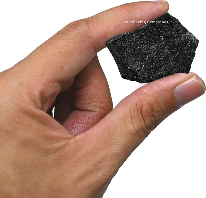 Amazing Gemstone Black Agate Raw Crystals and Healing Stones, Natural Rocks for Tumbling - DIY Raw Stones and Crystals, 2 Pieces