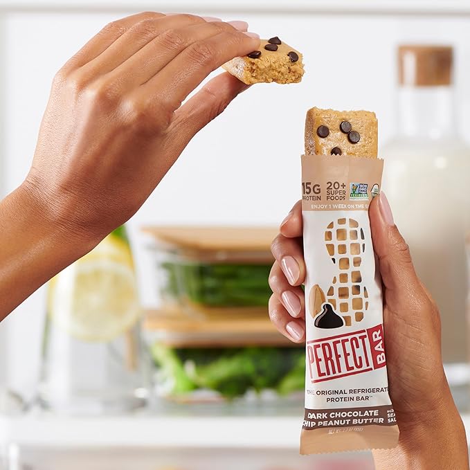 Perfect Bar, Dark Chocolate Chip Peanut Butter Protein Bar, High Protein, Organic, Gluten Free, Soy Free, Non GMO, No Sugar Alcohols, 2.3 Ounce Bar, 10 Count