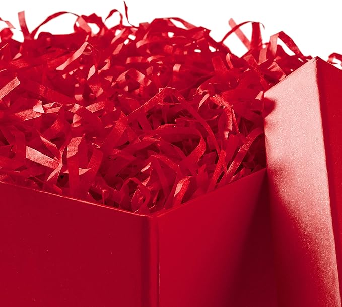 Hallmark Medium Gift Box with Lid and Shredded Paper Fill (Red 7 inch Box) for Birthdays, Graduations, Anniversaries, Christmas, Valentine's Day, All Occasion