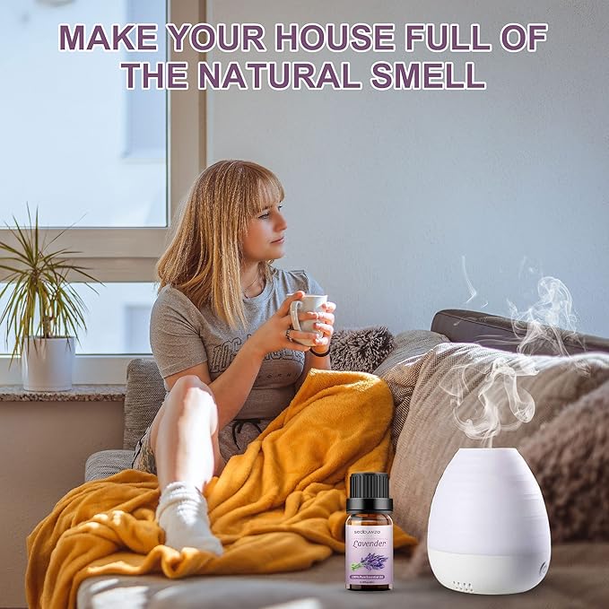 Sedbuwza Vanilla Lavender Essential Oil Set, Vanilla Fragrance Oil Lavender Scent Oil Set for Diffuser, Aromatherapy, Massage, Soap, Candle Making 2 x 10 ml