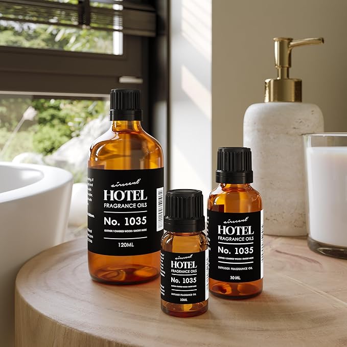 AirScent Hotel Diffuser Oil No. 1035 Inspired by Gramercy Park's Cade 26 Blend - Fragrance Oil for Ultrasonic and Waterless Diffusers and Crafting - 120 mL, 4 fl oz Glass Bottle with Dropper