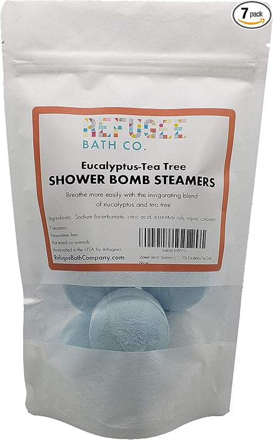 Shower Bomb Steamers | 7 Pack | Handmade in USA | Support Refugee Employment in USA (Eucalyptus-Tea Tree)