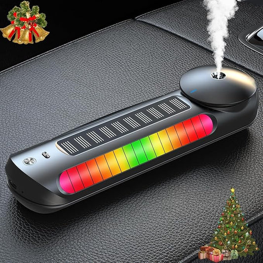Solar Smart Car Air Freshener, Car Air Freshener Diffuser with Auto On/Off, Aluminum Alloy Body,3 Adjustable Concentration, No Oil Leakage, Built-in Battery, Ambient Light, Natural Fragrance
