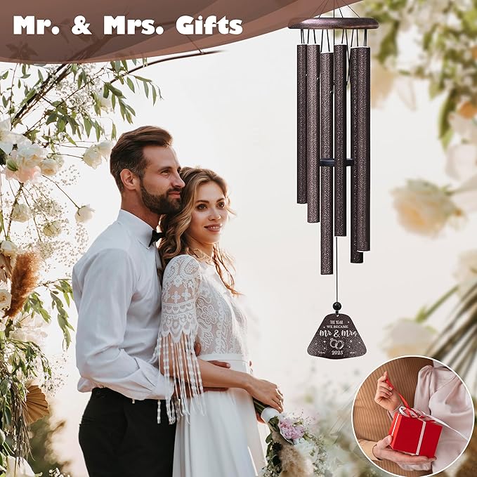 Wedding Gifts, Mr and Mrs Gift 32” Wind Chimes Outside, Wedding Gifts for Couples Newlyweds 2025, Bridal Shower Just Married Gift