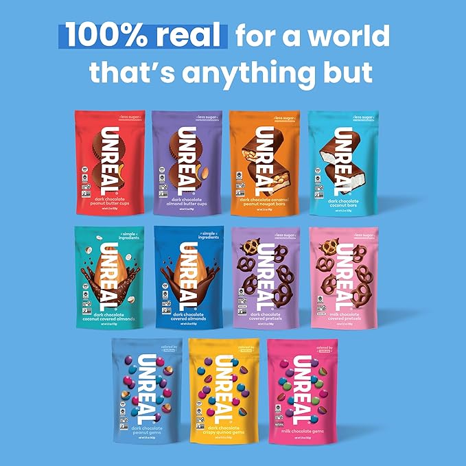 UNREAL Dark Chocolate Almonds - Certified Vegan, Gluten Free, Fair Trade, Non-GMO, No Sugar Alcohols or Soy (3 bags)