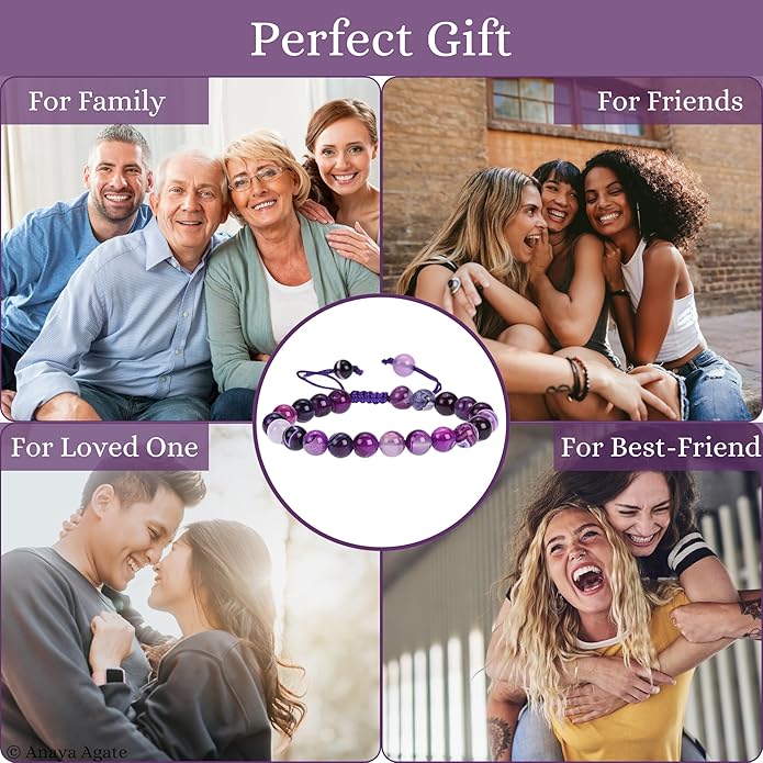 Energy Protection Crystal Handmade Adjustable Bead Bracelet Perfect for Men, Women’s Gift - Gemstone Healing Stretch Bracelet Pulsera Para Hombre Mujer Stocking Stuffer