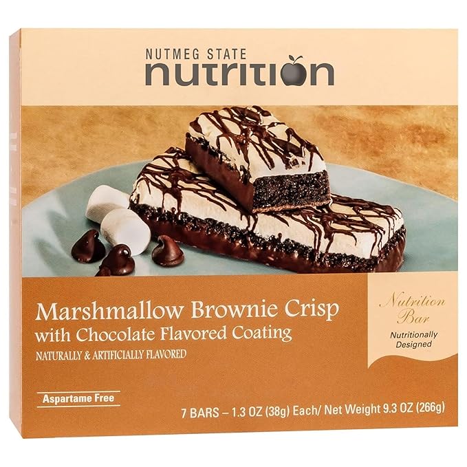 Nutmeg State Nutrition High Protein Bars, 7 Servings Per Box (1 Box (7 Servings), Marshmallow Brownie Crisp)