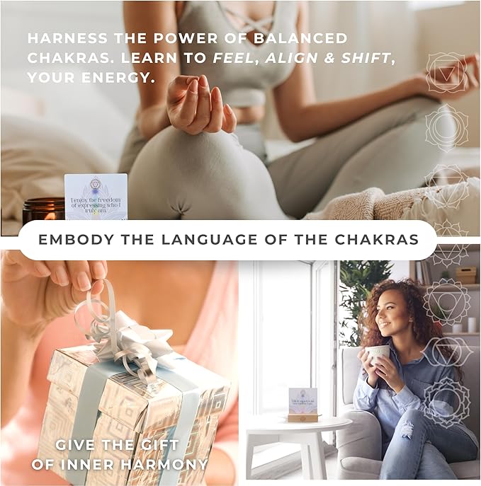 Aura Chakra Affirmations & Ritual Deck: 57 Daily Mindfulness & Meditation Activity Cards | Balance Mind, Body & Spirit | Wellness Self-Care Gift for Women - Stand and Pouch