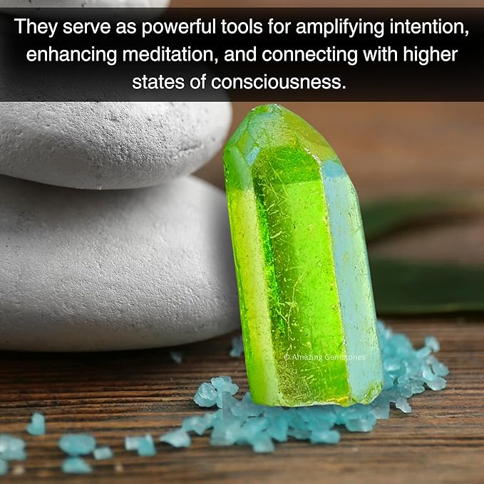 Amazing Gemstone 2 Pieces Apple Aura Quartz Raw Pencil Points Crystals and Healing Stones, Natural Rocks for Meditation and DIY Raw Point Stones and Crystals