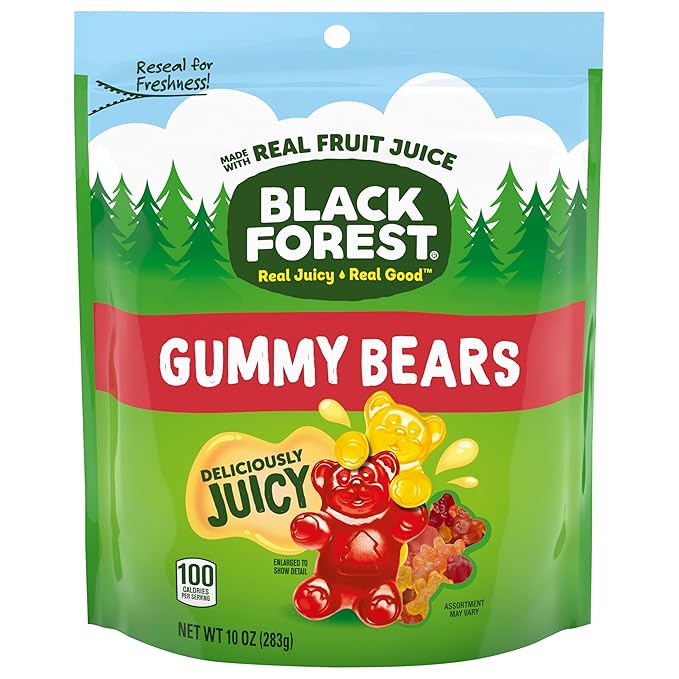Black Forest Gummy, Bears, Fruit Flavor, Deliciously Juicy, Made with Real Fruit Juice, 10 oz (Pack of 2)