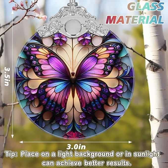 Butterfly Stained Glass Orament - Christmas Ornament - Christmas Decorations for Tree - Holiday Present ldeas - Gift Exchange