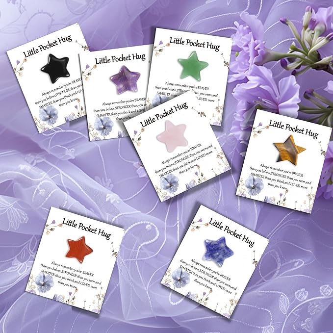 40 Sets Bulk Little Star Worry Stones Pocket Hug Token Gift Card for Friends Funeral Favors Encouragement Gifts for Women Adults Party Favors