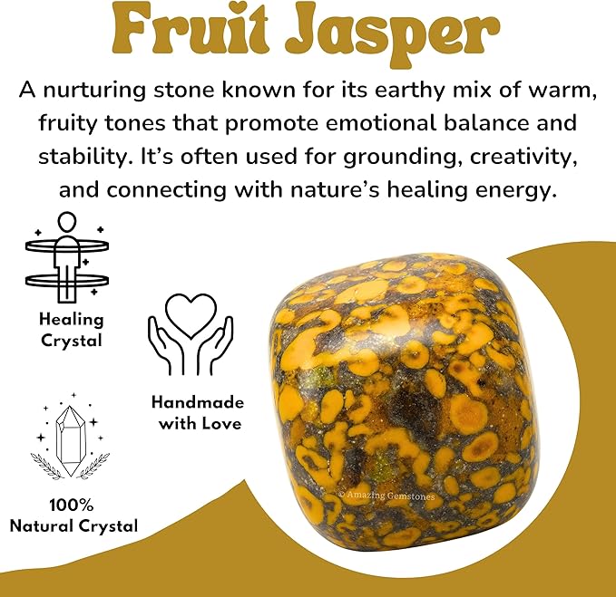 Amazing Gemstone Fruit Jasper Crystals and Healing Stones Tumbled - 1 oz African Bloodstone Stone, Healing Stones for Energy Balance, Premium Polished Gems Rocks for Meditation and Wellness
