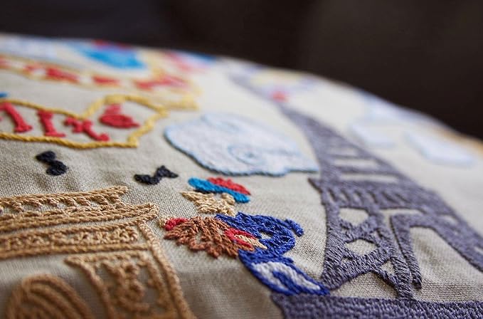 Catstudio Eiffel Tower Embroidered Decorative Throw Pillow