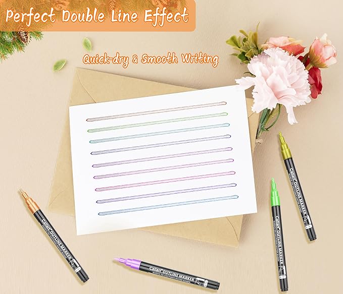 Caliart 36 Colors Outline Glitter Markers, Shimmer Metallic Glitter Pens Gifts Trendy Stuff, Cool Fun Craft Arts Supplies Set