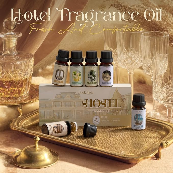 Hotel Fragrance Oils Set, Essential Oil Gift Set for Diffuser, Hotel Scent Diffuser Oil, Diffuser Scents Oil for Home, White Tea, Jasmine Mint, Sandalwood, Luxury Night, Seaside, Myway
