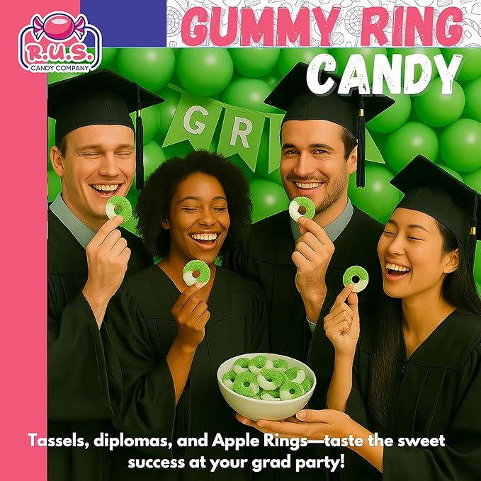 Apple Ring Gummies 4.5 lbs Bulk Bag – Fruity Gummy Candy – Fresh, Soft & Chewy – Party, Snack, Candy Buffet – by RUS Candy Company (Apple)