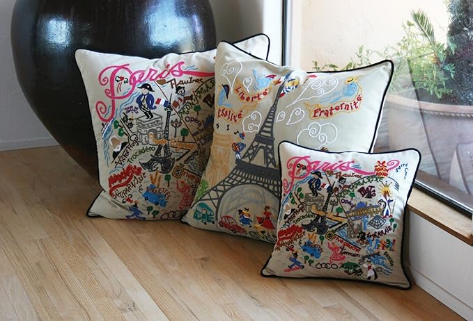 Catstudio Eiffel Tower Embroidered Decorative Throw Pillow