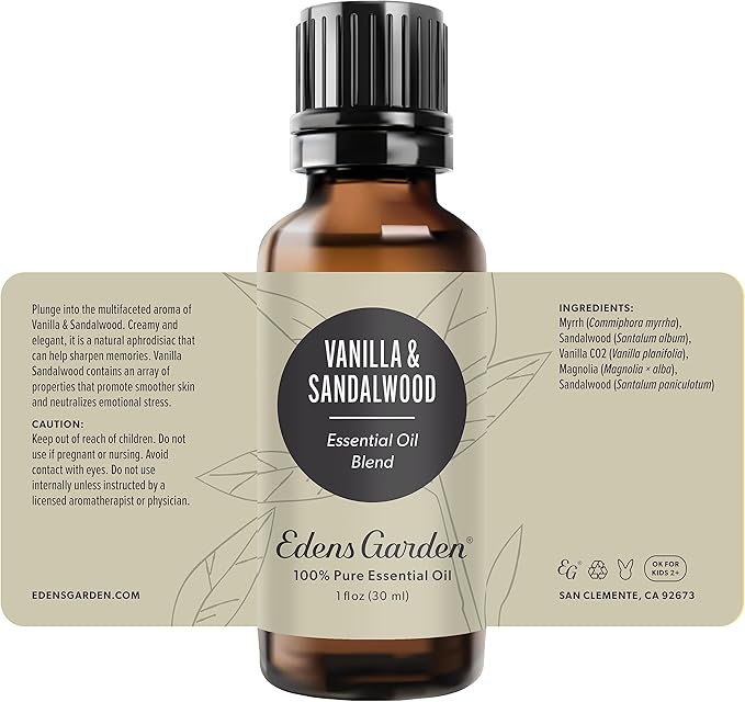 Edens Garden Vanilla Sandalwood Essential Oil Blend- 100% Pure Premium Grade, Undiluted, Natural, Therapeutic, Aromatherapy, The Best for Skin, Candle, Laundry 30 ml (1 fl oz)