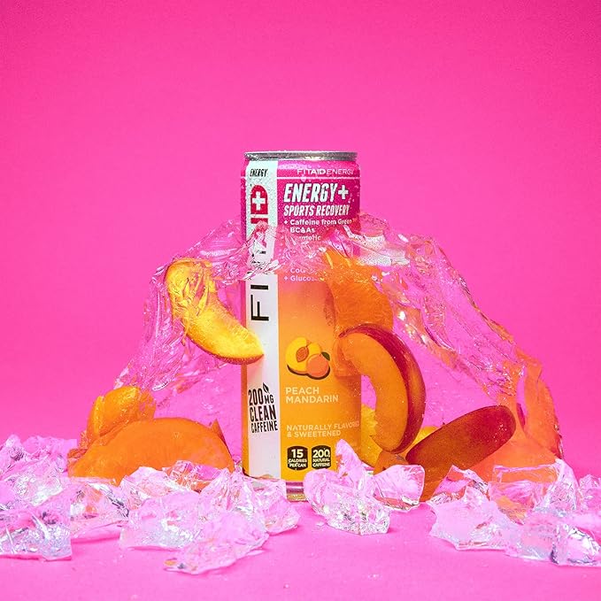 FITAID ENERGY, 200mg Natural Caffeine, Keto, Peach Mandarin, Optimum Performance Formula: BCAAs, Quercetin, Electrolytes, Omega-3s, 15 calories, Paleo, Vegan & Gluten-Free,12 Fl Oz (Pack of 12)