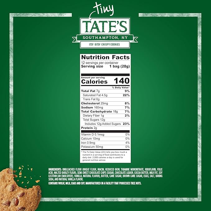 Tate's Bake Shop Tiny Chocolate Chip Cookies, Limited Edition Halloween Cookies, 2 Boxes (24 Total Snack Packs)